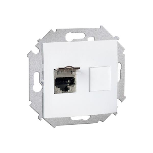 Simon 15 Gniazdo komputerowe pojedyncze RJ45 ekranowane kat. 5e z przesłoną przeciwkurzową  białe 1591553-030 WS15-1591553-030