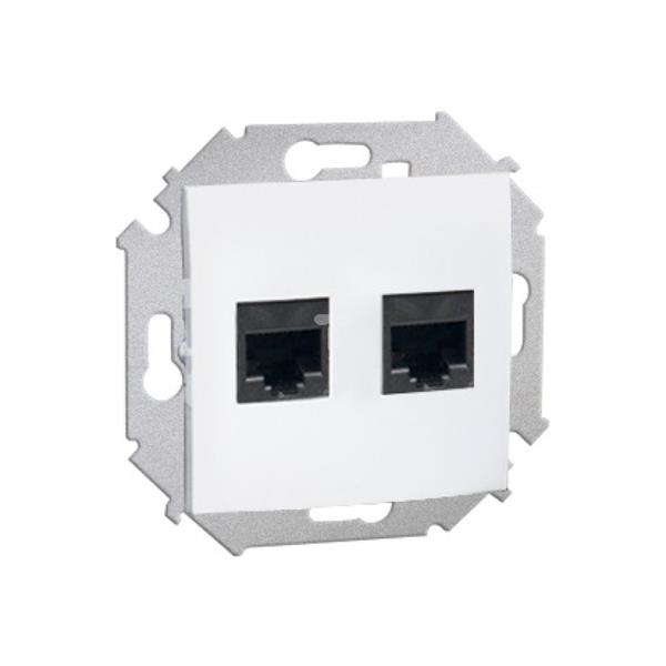 Simon 15 Gniazdo komputerowe podwójne RJ45 kat. 6  białe 1591562-030 WS15-1591562-030