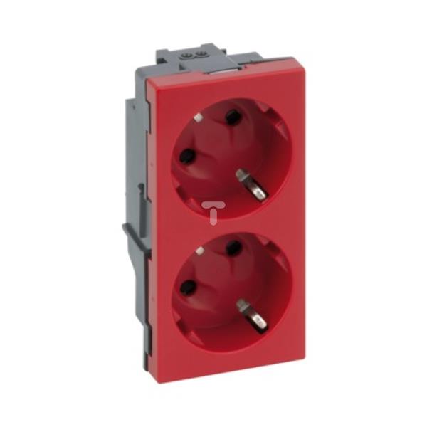 Simon Connect Gniazdo podwójne S500 Schuko 2x230V 16A bez sygnalizacji śrubowe czerwony 50000472-037 TSC-50000472-037