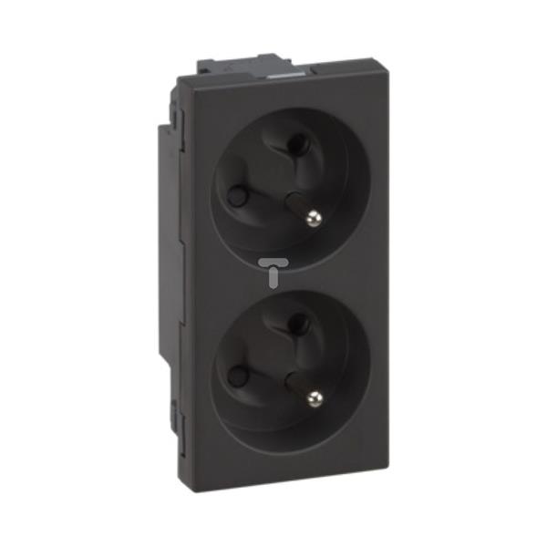 Simon Connect Gniazdo podwójne S500 z uziemieniem 2x230V 16A bez sygnalizacji nożowe szary grafit 50000468-038 TSC-50000468-038