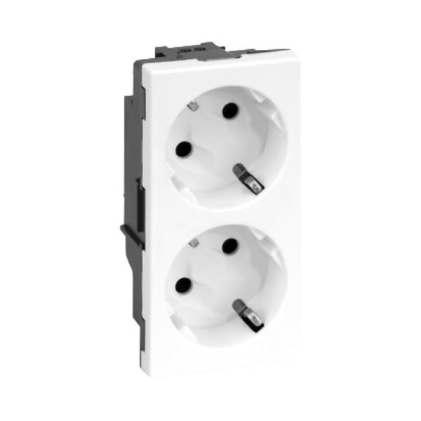 Simon Connect Gniazdo podwójne S500 Schuko 2x230V 16A bez sygnalizacji śrubowe czysta biel 50000472-030 TSC-50000472-030