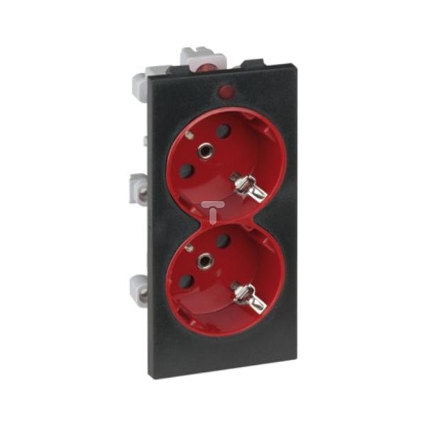 Simon Connect Gniazdo podwójne CIMA schuko 2x230V 16A dwukolorowe czerwony/szary grafit S1/6/14 TSC-S1-6-14