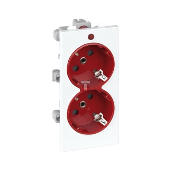 Simon Connect Gniazdo podwójne CIMA schuko 2x230V 16A dwukolorowe czerwony/czysta biel S1/6/9 TSC-S1-6-9
