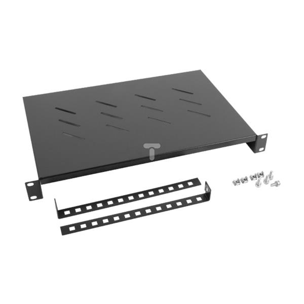 Półka do szaf 19cali 600mm czarna LANBERG (1U/483x300mm udźwig do 25kg, montaż 4 punktowy) AK-1004-B