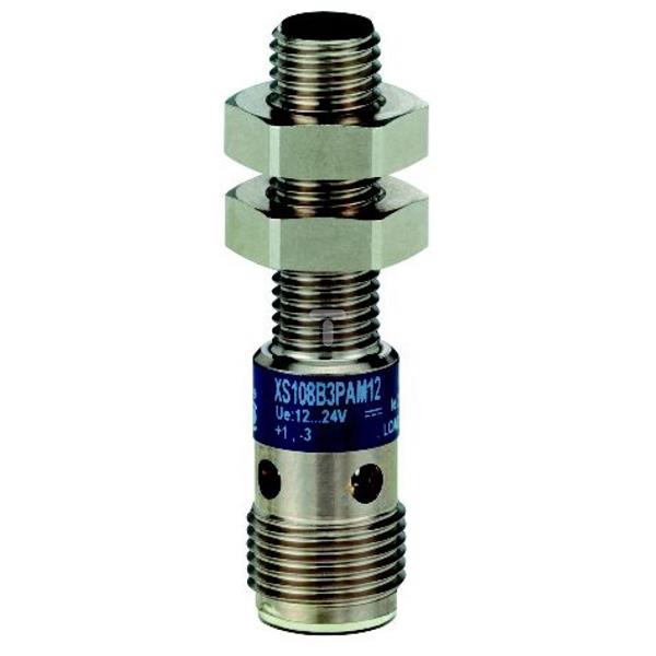 Czujnik indukcyjny XS1 M8, L45mm, mosiądz, Sn 2mm, 12...24 VDC, M12 XS108B3PAM12TQ