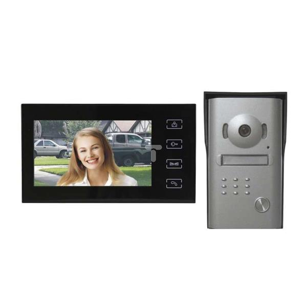 Zestaw wideodomofonu i kamery głośnomówiący  kolorowy 7calowy wyświetlacz LCD czarny RL-10M H1014