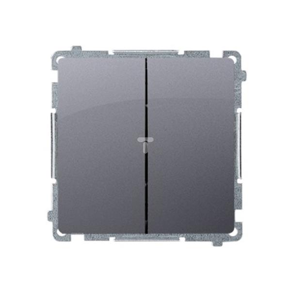 Simon Basic Łącznik świecznikowy z podświetleniem 10AX 250V zaciski śrubowe srebrny mat BMW5L.01/43 WMUL-051xxx-4011