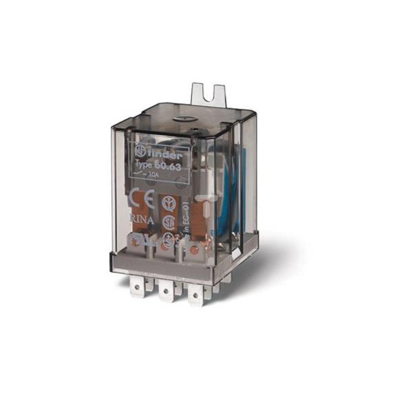 Przekaźnik przemysłowy 3P 10A 24V DC, Faston 187, adapter z mocowaniem tylnym 60.63.9.024.0000
