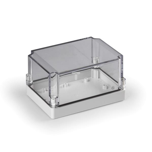 Obudowa Cubo S 125x175x100mm podstawa 25mm boki gładkie szare pokrywa przezroczysta IP67 PC SCP131810LT