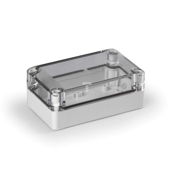 Obudowa Cubo S 75x125x50mm podstawa 25mm boki gładkie szare pokrywa przezroczysta IP67 ABS SABP081305LT