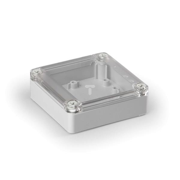 Obudowa Cubo S 125x125x35mm podstawa 25mm boki gładkie szare pokrywa przezroczysta IP67 ABS SABP131304LT