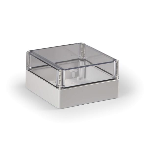 Obudowa Cubo S 175x175x100mm podstawa 50mm boki gładkie szare pokrywa przezroczysta IP67 ABS SABP181810T