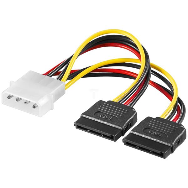 Kabel SATA zasilający MOLEX (M) - S-ATA (F) x2 13cm 68524