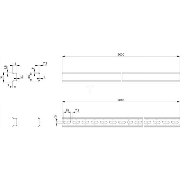 DIN szyny poprz. , sym., szerokość: 500mm, typ A (35x15), opakowanie szt,: 10 NSYSDR50A