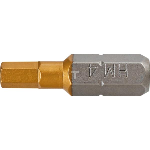 Końcówki wkrętakowe HEX4 x 25 mm 1/4 powleczone azotkiem tytanu stal S2 57H968 /2szt./