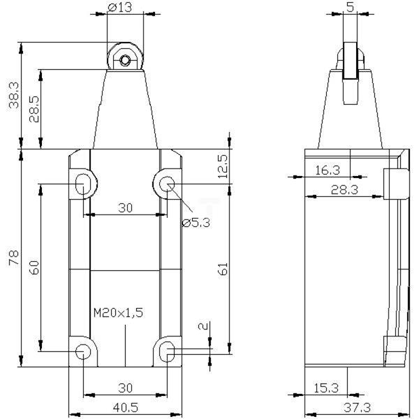 Wyłącznik krańcowy 1Z 2R migowy metal trzpień stalowy 3SE5112-0LD02