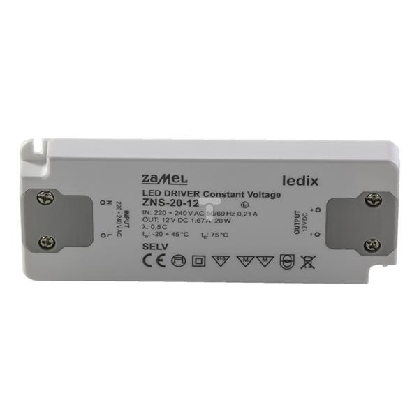 Zasilacz LED slim 12V DC 20W ZNS-20-12 LDX10000138