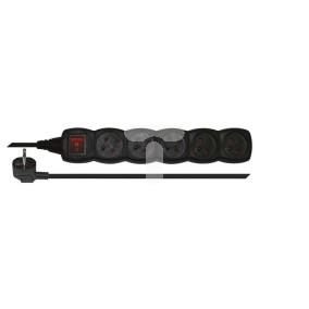 Przedłużacz z wyłącznikiem 5-gniazd z/u 3m /H05VV-F 3G1/ czarny PC1513