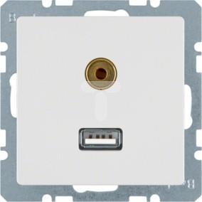 Gniazdo USB 3,5mm Audio śnieżnobiały aksamit Q.1/Q.3 3315396089