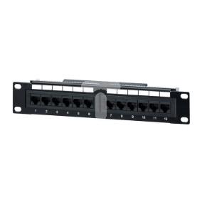 Patch panel 10'' 12-portowy 1U kat.5e czarny 208015