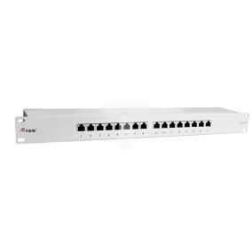 Patch panel 16-portowy 1U kat.6 ekranowany szary 326316