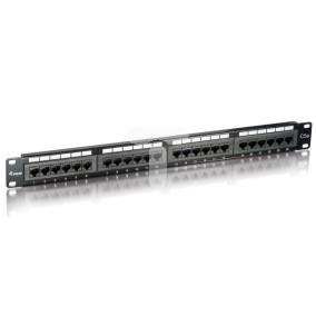 Patch panel 24-portowy 1U kat.5e czarny 235324