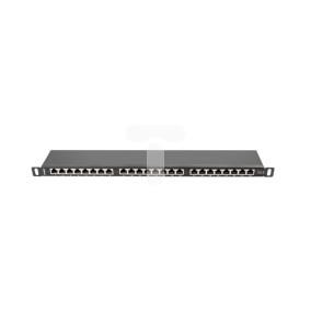 Patch panel 24 PORT 0,5U kat.6 ekranowany czarny PPS6-0024-B