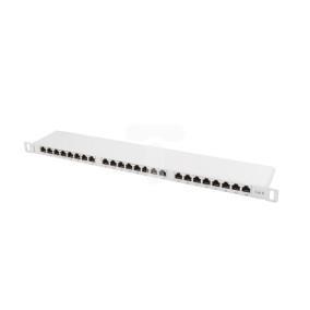 Patch panel 24 PORT 0,5U kat.6 ekranowany szary PPS6-0024-S