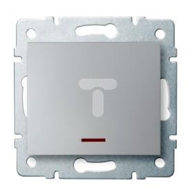 LOGI Łącznik jednobiegunowy z LED śrubowy 10AX 250V srebrny 021110143 25197