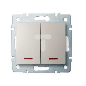 LOGI Łącznik dwugrupowy świecznikowy z LED śrubowy 10AX 250V kremowy 021120103 25139
