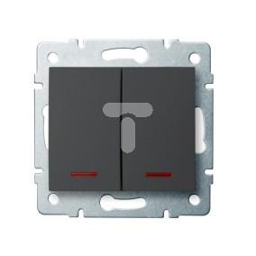 LOGI Łącznik dwugrupowy świecznikowy z LED śrubowy 10AX 250V grafit 021120141 25257
