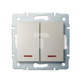 LOGI Łącznik zwierny podwójny LED śrubowy 10AX 250V kremowy 021023103 25130
