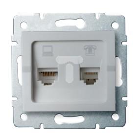 LOGI Gniazdo teleinformatyczne (RJ45 Cat 5e+RJ11) srebrne 021430043 25230