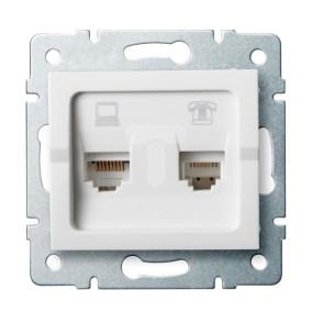 LOGI Gniazdo teleinformatyczne (RJ45 Cat 6+RJ11) białe 021440002 25113