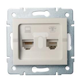 LOGI Gniazdo teleinformatyczne (RJ45 Cat 6+RJ11) kremowe 021440003 25172