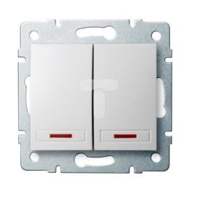 DOMO Łącznik dwugrupowy świecznikowy z LED szybkozłączka 10AX 250V biały 011120202 24724