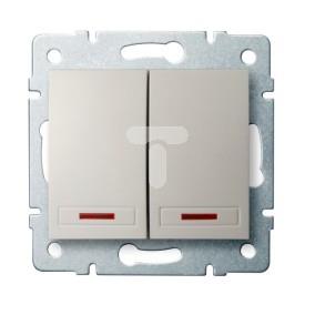 DOMO Łącznik dwugrupowy świecznikowy z LED szybkozłączka 10AX 250V kremowy 011120203 24784