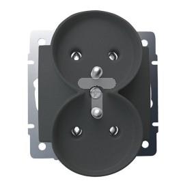 DOMO Gniazdo francuskie podwójne z uziemieniem śrubowe 16A 250V grafit 011253141 24914