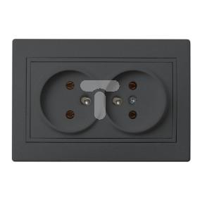 DOMO Gniazdo podwójne francuskie kompletne śrubowe 16A 250V grafit 011261141 24916