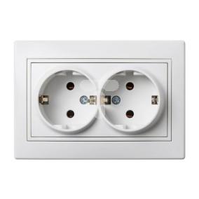 DOMO Gniazdo podwójne Schuko kompletne śrubowe 16A 250V biały 011270102 24740