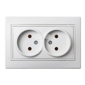 DOMO Gniazdo podwójne bez uziemienia kompletne śrubowe 16A 250V biały 011280102 24741