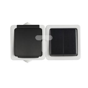 TEKNO Łącznik świecznikowy + gniazdo francuskie z ochroną styków śrubowe 10AX/16A 250V czarne 5905339253590 25359