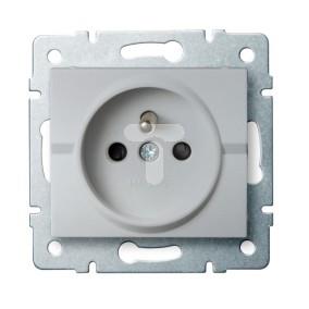 LOGI Gniazdo pojedyncze francuskie ochrona styków śrubowy Srebrny 16A 250V 021250143 25208