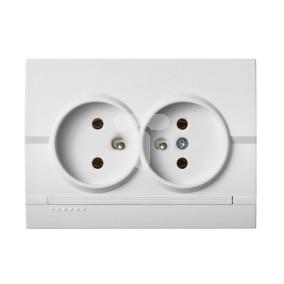 LOGI Gniazdo podwójne francuskie kompletne śrubowy Biały 16A 250V 021261102 25094