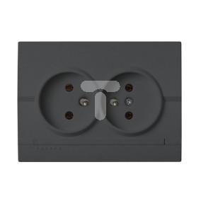 LOGI Gniazdo podwójne francuskie kompletne śrubowy Grafit 16A 250V 021261141 25271