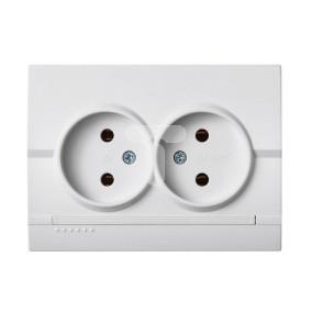 LOGI Gniazdo podwójne bez uziemienia kompletne śrubowy Biały 16A 250V 021280102 25096