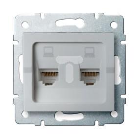 LOGI Gniazdo komputerowe podwójne niezależne (2x RJ45Cat 5e Jack) Srebrny 021410043 25228
