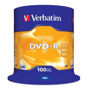 Płyta DVD-R VERBATIM 4,7GB x16 MATT SILVER /CAKE 100szt./