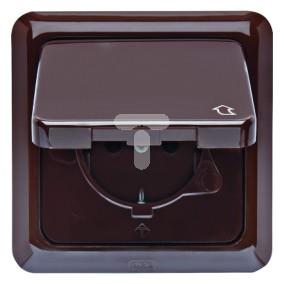 Gniazdo SCHUKO z pokrywą i ramką  brązowy  podtynkowe IP44     471801