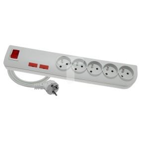 Przedłużacz przeciwprzepięciowy 5-gniazd z/u 3m biały PSF-503
